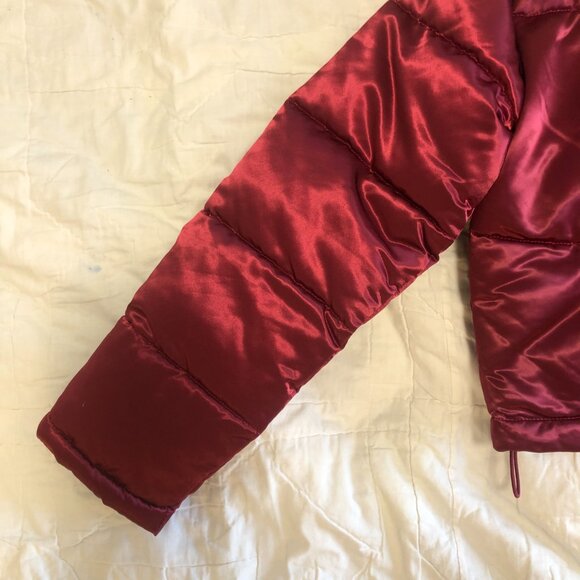 Avec Les Filles Satin Puffer Jacket M Red Glam Dark Romantic - Picture 8 of 15